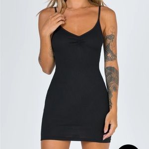 NWOT black princess Polly ribbed mini dress